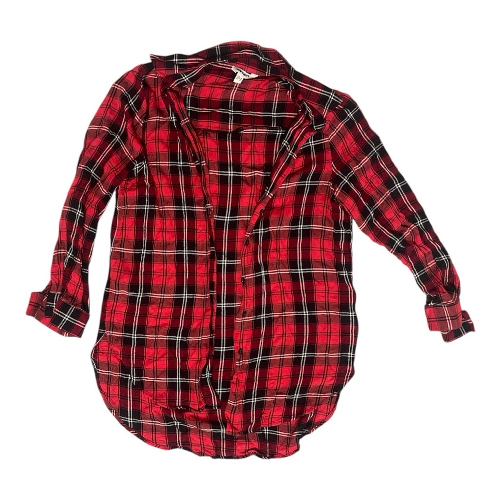 Red Plaid Button-Up Shirt